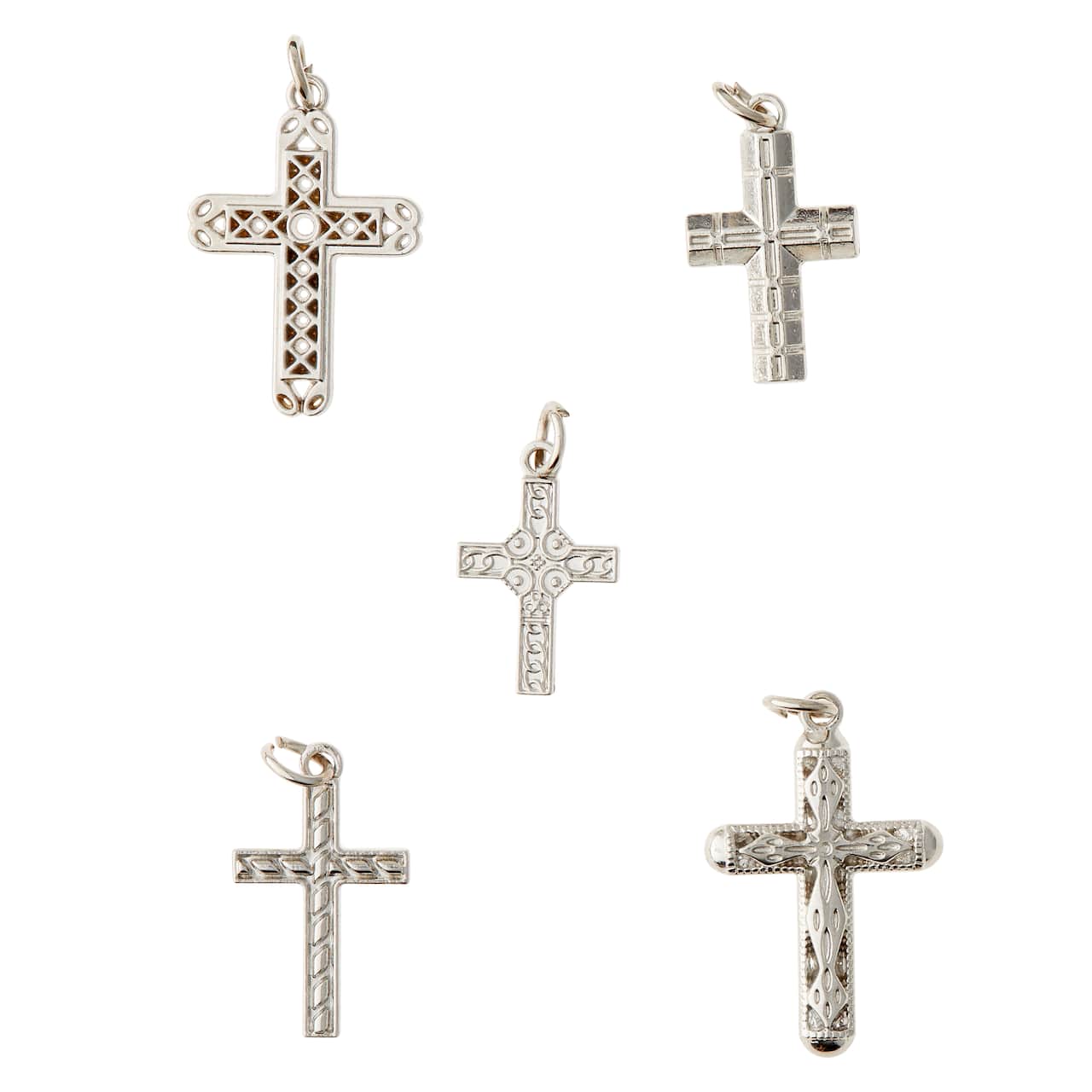 12 Packs: 5 ct. (60 total) Assorted Metal Cross Charms by Bead Landing™
